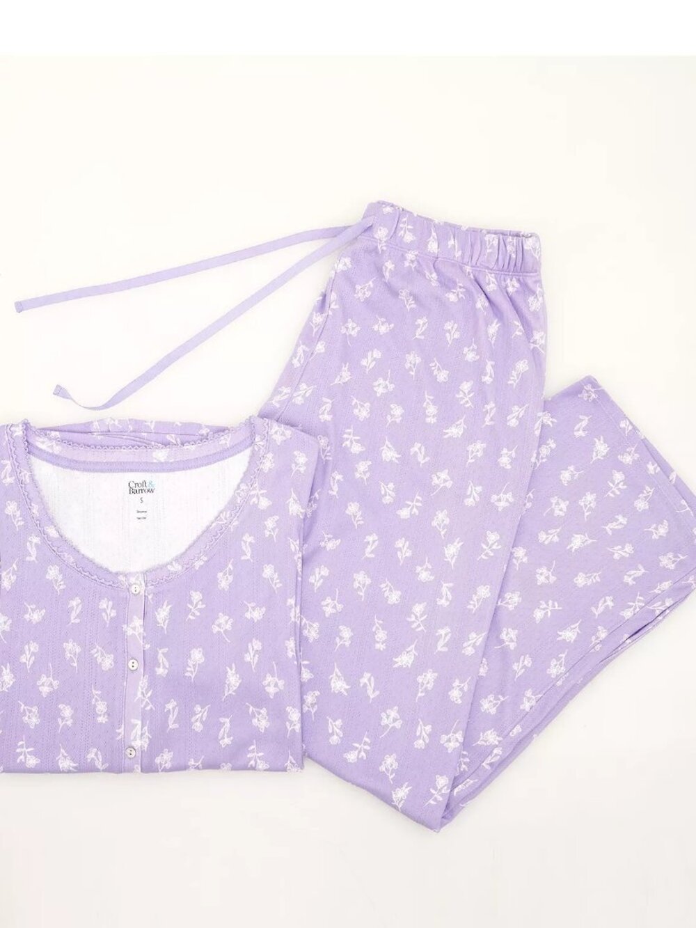 NWT Croft Barrow Pajamas Set Womens SIZE 3X Plus Top & Pants Purple Polyester